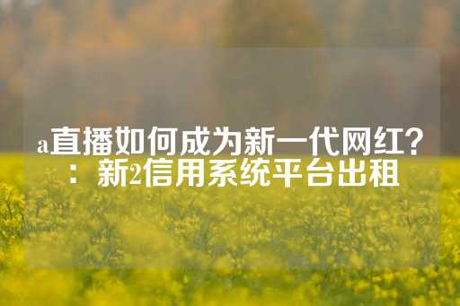 a直播如何成为新一代网红？：新2信用系统平台出租