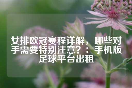 女排欧冠赛程详解，哪些对手需要特别注意？：手机版足球平台出租