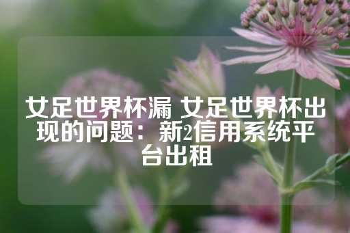 女足世界杯漏 女足世界杯出现的问题：新2信用系统平台出租-第1张图片-皇冠信用盘出租