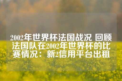 2002年世界杯法国战况 回顾法国队在2002年世界杯的比赛情况：新2信用平台出租