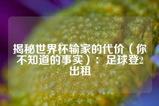 揭秘世界杯输家的代价（你不知道的事实）：足球登2出租