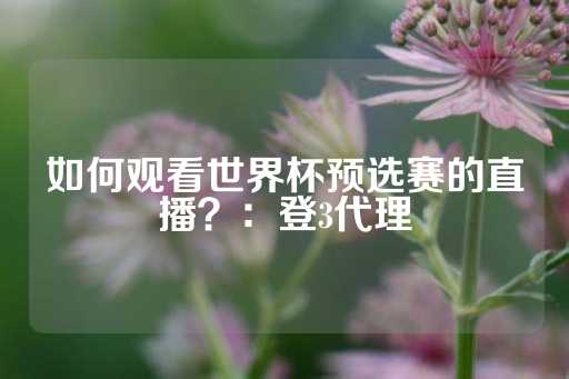 如何观看世界杯预选赛的直播？：登3代理