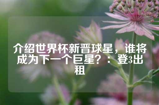 介绍世界杯新晋球星，谁将成为下一个巨星？：登3出租