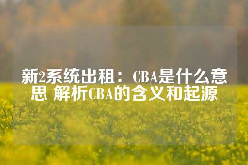 新2系统出租：CBA是什么意思 解析CBA的含义和起源-第1张图片-皇冠信用盘出租