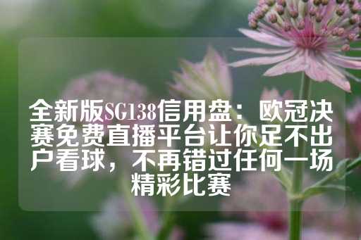 全新版SG138信用盘：欧冠决赛免费直播平台让你足不出户看球，不再错过任何一场精彩比赛