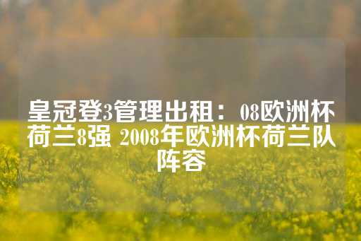 皇冠登3管理出租：08欧洲杯荷兰8强 2008年欧洲杯荷兰队阵容-第1张图片-皇冠信用盘出租