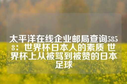 太平洋在线企业邮局查询5858：世界杯日本人的素质 世界杯上从被骂到被赞的日本足球