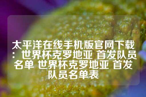 太平洋在线手机版官网下载：世界杯克罗地亚 首发队员名单 世界杯克罗地亚 首发队员名单表-第1张图片-皇冠信用盘出租