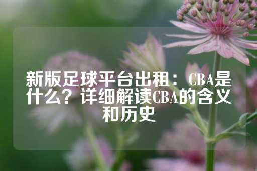 新版足球平台出租：CBA是什么？详细解读CBA的含义和历史