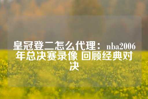 皇冠登二怎么代理：nba2006年总决赛录像 回顾经典对决-第1张图片-皇冠信用盘出租