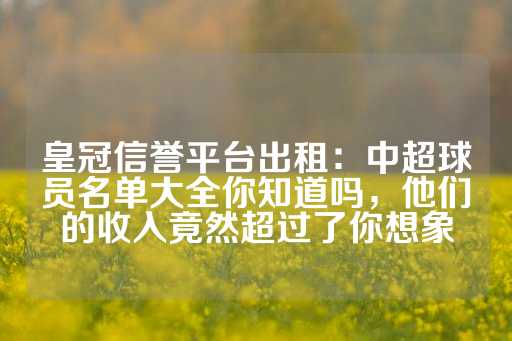 皇冠信誉平台出租：中超球员名单大全你知道吗，他们的收入竟然超过了你想象-第1张图片-皇冠信用盘出租