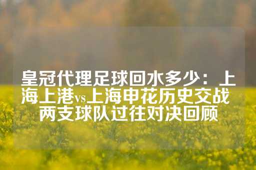 皇冠代理足球回水多少：上海上港vs上海申花历史交战 两支球队过往对决回顾