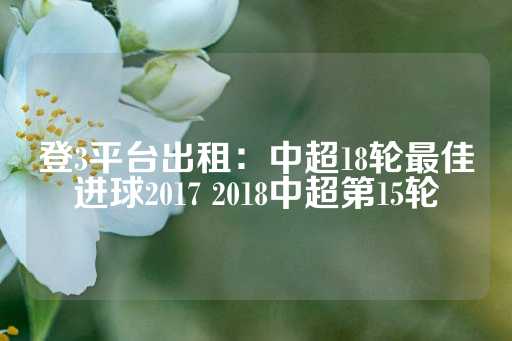 登3平台出租：中超18轮最佳进球2017 2018中超第15轮