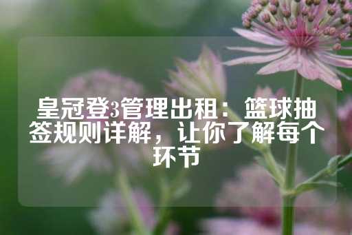 皇冠登3管理出租：篮球抽签规则详解，让你了解每个环节