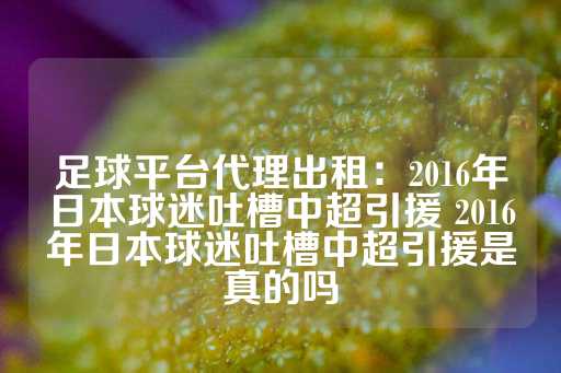 足球平台代理出租：2016年日本球迷吐槽中超引援 2016年日本球迷吐槽中超引援是真的吗-第1张图片-皇冠信用盘出租