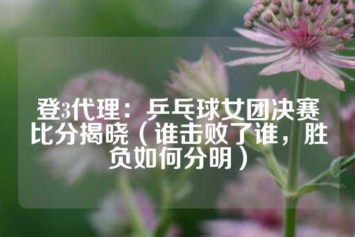 登3代理：乒乓球女团决赛比分揭晓（谁击败了谁，胜负如何分明）-第1张图片-皇冠信用盘出租