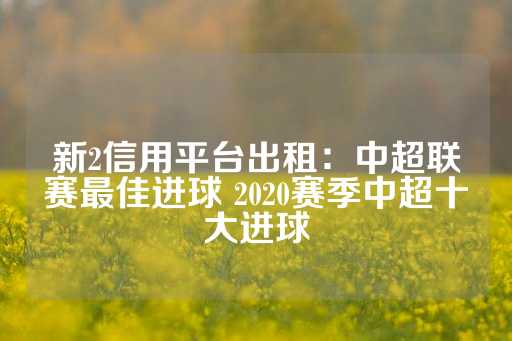 新2信用平台出租：中超联赛最佳进球 2020赛季中超十大进球