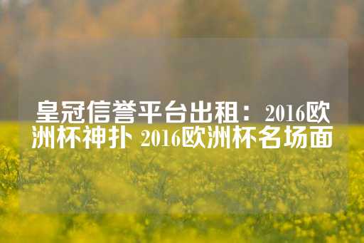 皇冠信誉平台出租：2016欧洲杯神扑 2016欧洲杯名场面