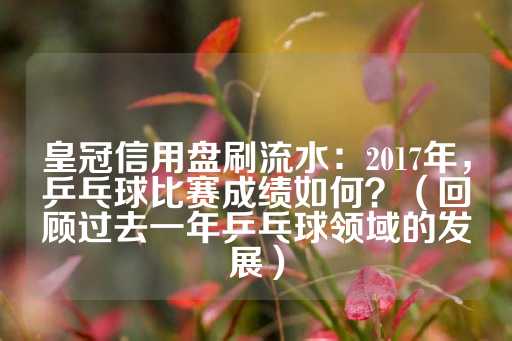 皇冠信用盘刷流水：2017年，乒乓球比赛成绩如何？（回顾过去一年乒乓球领域的发展）