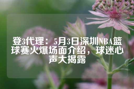 登3代理：5月3日深圳NBA篮球赛火爆场面介绍，球迷心声大揭露-第1张图片-皇冠信用盘出租