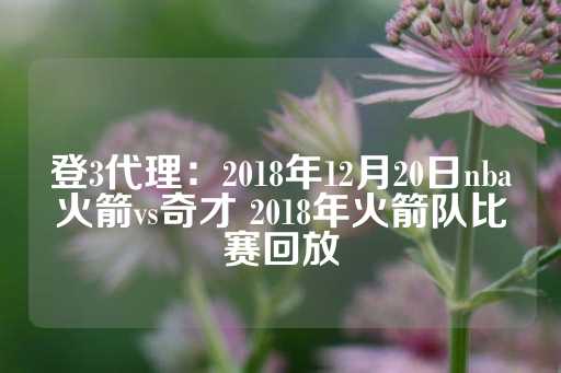 登3代理：2018年12月20日nba火箭vs奇才 2018年火箭队比赛回放