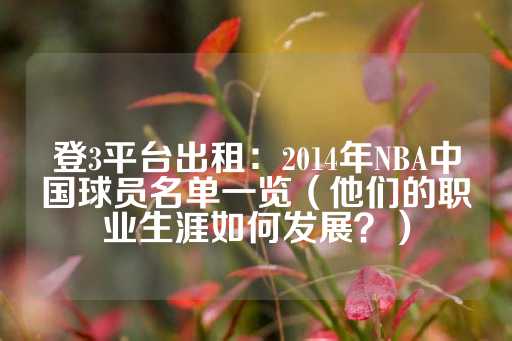 登3平台出租：2014年NBA中国球员名单一览（他们的职业生涯如何发展？）