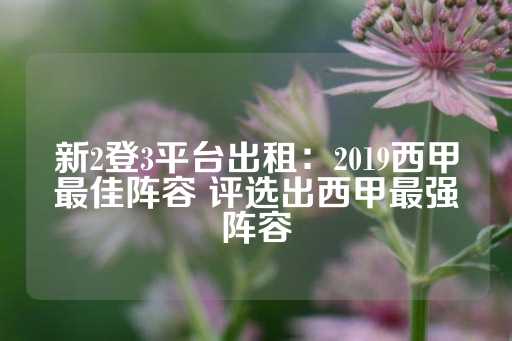 新2登3平台出租：2019西甲最佳阵容 评选出西甲最强阵容