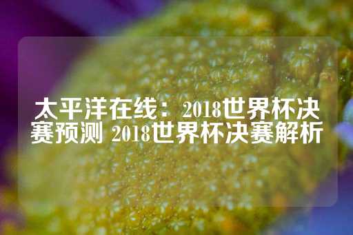 太平洋在线：2018世界杯决赛预测 2018世界杯决赛解析-第1张图片-皇冠信用盘出租