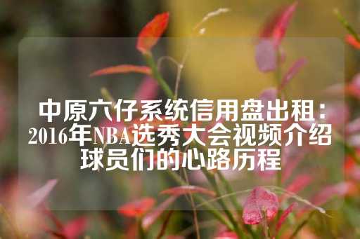 中原六仔系统信用盘出租：2016年NBA选秀大会视频介绍球员们的心路历程