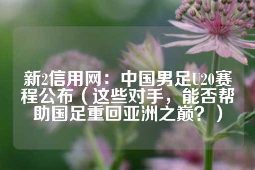 新2信用网：中国男足U20赛程公布（这些对手，能否帮助国足重回亚洲之巅？）