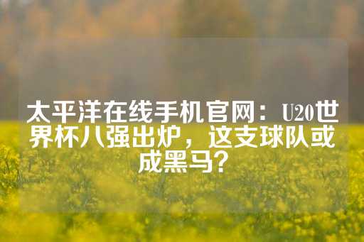 太平洋在线手机官网：U20世界杯八强出炉，这支球队或成黑马？