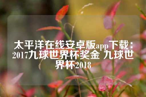 太平洋在线安卓版app下载：2017九球世界杯奖金 九球世界杯2018