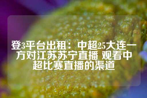 登3平台出租：中超25大连一方对江苏苏宁直播 观看中超比赛直播的渠道