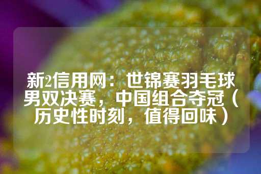 新2信用网：世锦赛羽毛球男双决赛，中国组合夺冠（历史性时刻，值得回味）