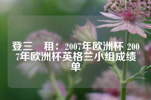 登三岀租：2007年欧洲杯 2007年欧洲杯英格兰小组成绩单