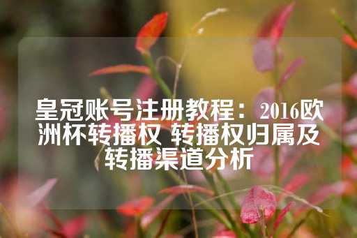 皇冠账号注册教程：2016欧洲杯转播权 转播权归属及转播渠道分析-第1张图片-皇冠信用盘出租