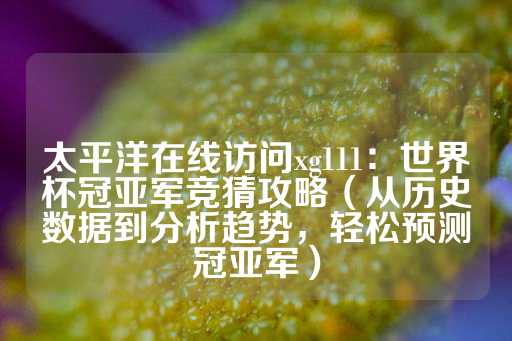 太平洋在线访问xg111：世界杯冠亚军竞猜攻略（从历史数据到分析趋势，轻松预测冠亚军）