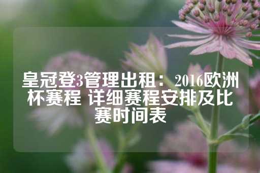 皇冠登3管理出租：2016欧洲杯赛程 详细赛程安排及比赛时间表-第1张图片-皇冠信用盘出租