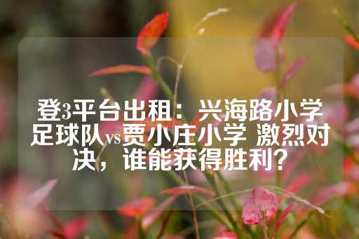 登3平台出租：兴海路小学足球队vs贾小庄小学 激烈对决，谁能获得胜利？-第1张图片-皇冠信用盘出租