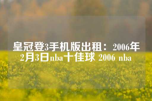 皇冠登3手机版出租：2006年2月3日nba十佳球 2006 nba