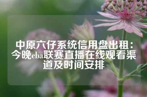 中原六仔系统信用盘出租：今晚cba联赛直播在线观看渠道及时间安排