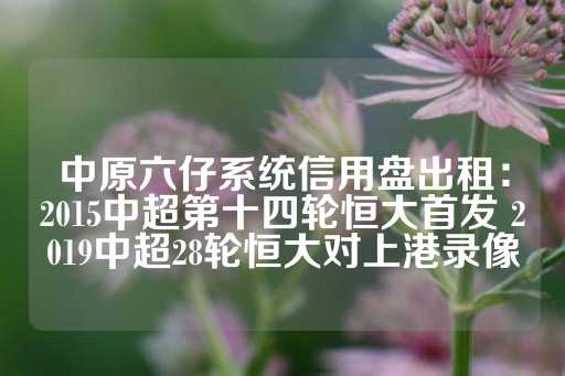 中原六仔系统信用盘出租：2015中超第十四轮恒大首发 2019中超28轮恒大对上港录像