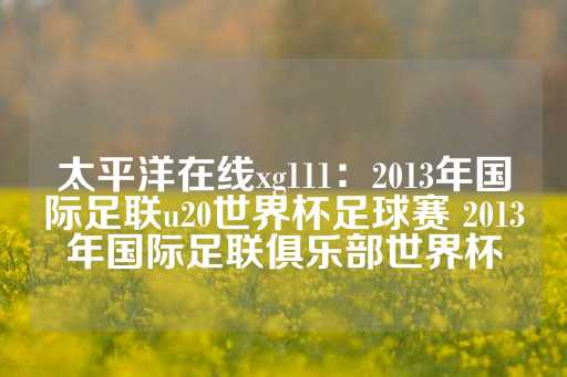 太平洋在线xg111：2013年国际足联u20世界杯足球赛 2013年国际足联俱乐部世界杯