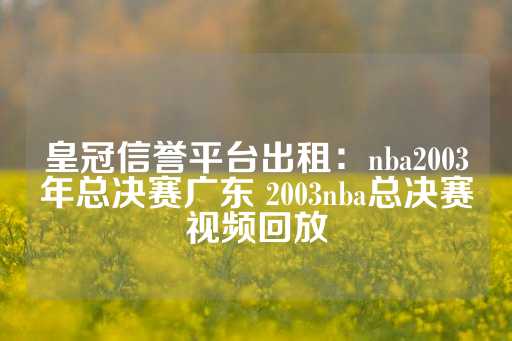 皇冠信誉平台出租：nba2003年总决赛广东 2003nba总决赛视频回放