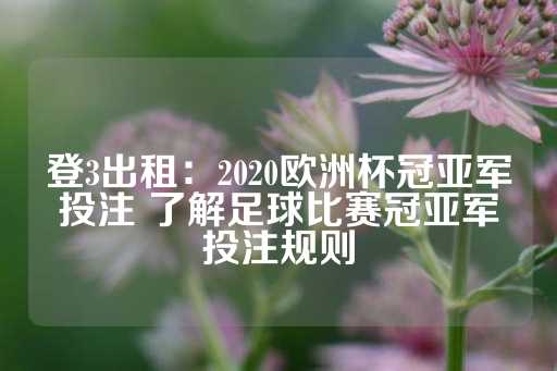 登3出租：2020欧洲杯冠亚军投注 了解足球比赛冠亚军投注规则