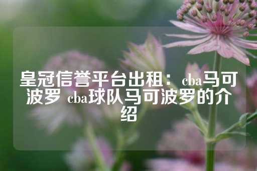 皇冠信誉平台出租：cba马可波罗 cba球队马可波罗的介绍-第1张图片-皇冠信用盘出租