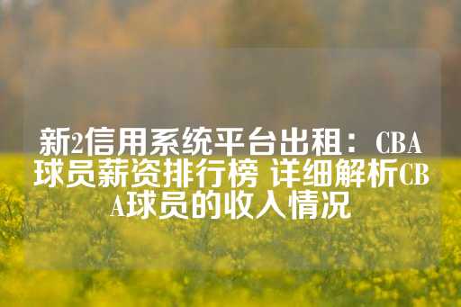 新2信用系统平台出租：CBA球员薪资排行榜 详细解析CBA球员的收入情况