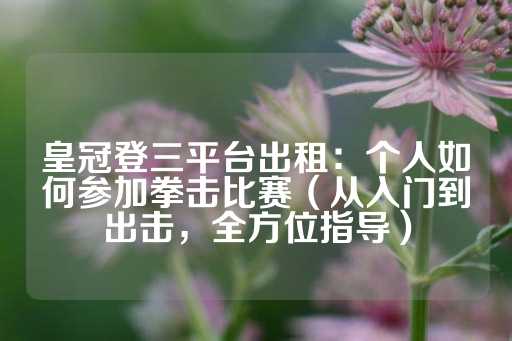 皇冠登三平台出租：个人如何参加拳击比赛（从入门到出击，全方位指导）-第1张图片-皇冠信用盘出租