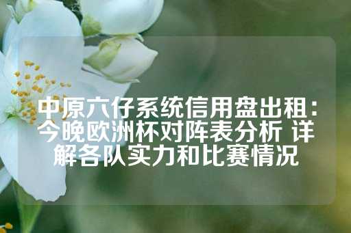 中原六仔系统信用盘出租：今晚欧洲杯对阵表分析 详解各队实力和比赛情况