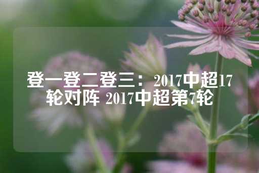 登一登二登三：2017中超17轮对阵 2017中超第7轮